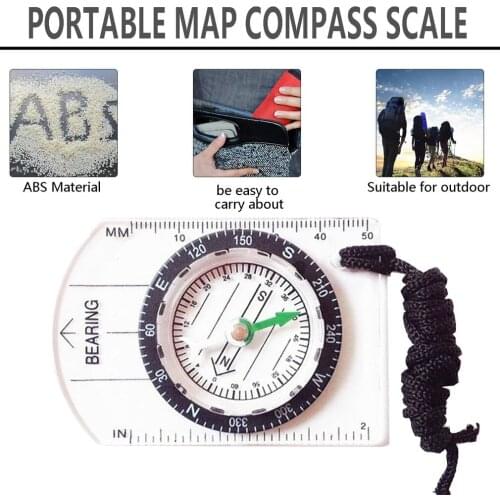 Professional Mini Compass Map Scale Ruler Multifunctional Equipment Outdoor Hiking Camping Survival Guiding Tool Security
