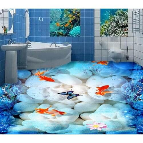 3d floor stone wallpaper Custom vinyl flooring roll self-adhesive waterproof pvc wallpaper