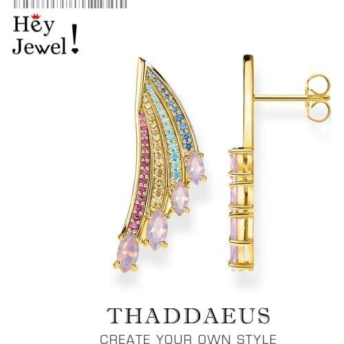 Earrings Gold-Coloured Hummingbird Wing,Europe Fine Jewelry For Women,2021 Summer Special Rainbow Look Sterling Silver 925 Gift