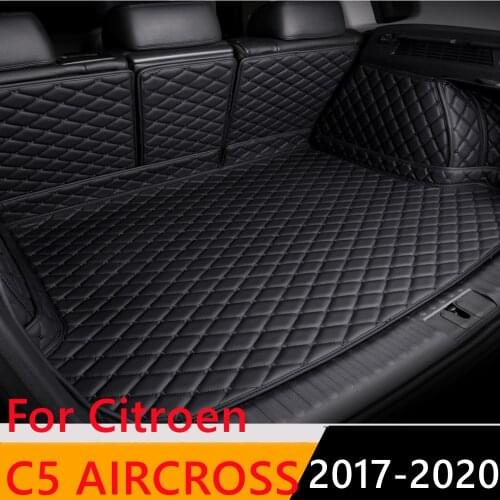 Sinjayer Waterproof Highly Covered Car Trunk Mat Tail Boot Pad Carpet Cover High Side Cargo Liner For Citroen C5 AIRCROSS 17-20