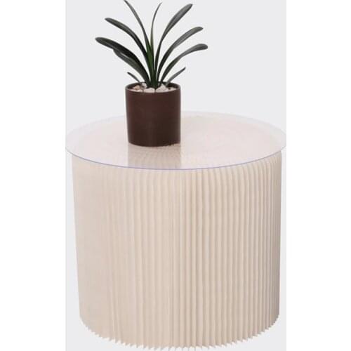 Modern living room tea table Simple sofa corner small round table Coffee table table bedroom green paper furniture