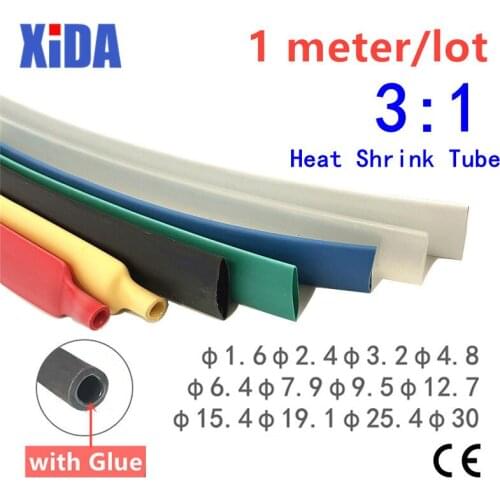 1M Clear4.8/6.4/7.9/9.5/12.7/15mm Dual Wall Heat Shrink Tube Thick Glue 3:1 Ratio Shrinkable Tubing Adhesive Lined Wrap Wire Kit