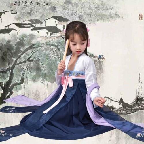 Chinese Traditional Girls Hanfu Dress Chinese Ancient Princess Dress for Kids Hanfu Clothing Tang Dynasty Fairy Cosplay Costume