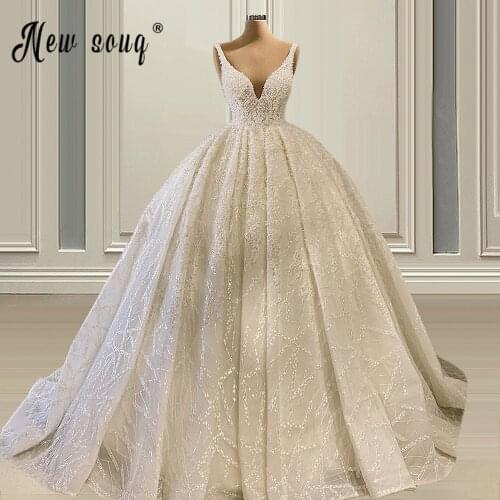 A Line Wedding Dress Spaghetti Strap Beaded Sequined Bride Dress 2021 Corset Princess Long Lace Wedding Gown Robe de mariee