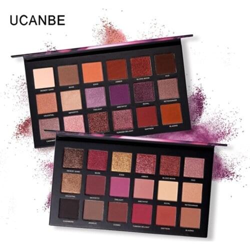 UCANBE Brand Shimmer Matte Eyeshadow Makeup Palette 18 Colors Chrome Pigmented Nude Pressed Eyes Shadow Long Lasting Cosmetics