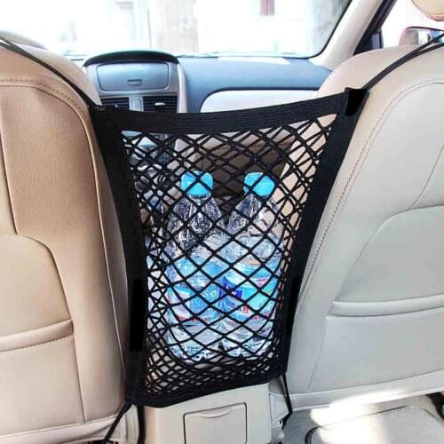 Car Universal Storage Bag Net Pocket Between Two Seats Net Pocket Double-Layer Back Organizer Net Storage Bag Vehicle Supplies