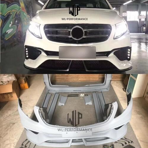 V260 High quality PP unpainted Front bumper Grille Rear bumper Side skirts Car Styling For Mercedes-Benz V class Car body Kit