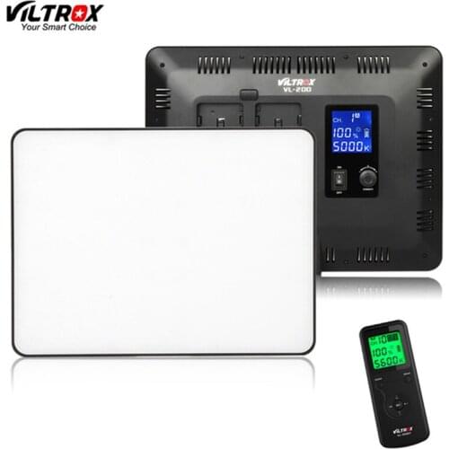 Viltrox VL-200 Pro Wireless Remote LED Video Studio Light Lamp Slim Bi-Color Dimmable + AC Power Adapter for Camcorder Camera