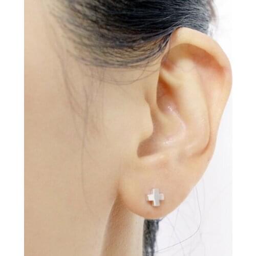 Yiustar 10pairs/lot Earrings Fashion Tiny Cross Stud Earrings boucle d'oreille femme 2017 E004