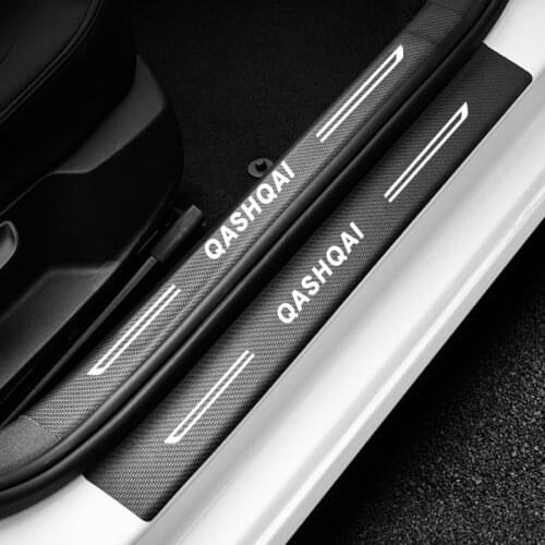 4Pcs Car Door Threshold Stickers For Nissan Qashqai accessories Carbon Fiber Protector Decors Auto Sills Decals Film Accessories