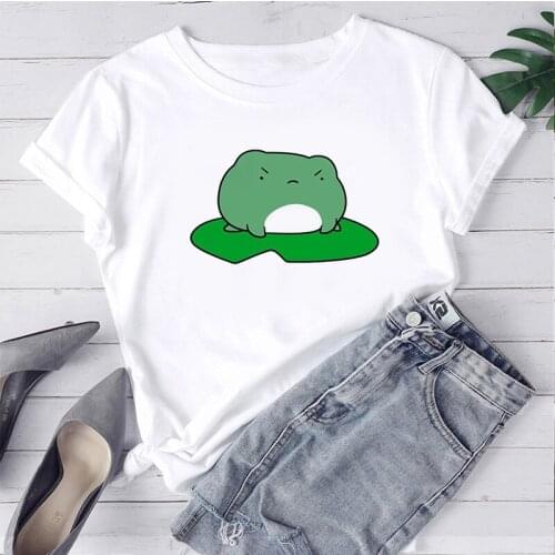 Women T-shirts Ulzzang Hip Hop Streetwear Harajuku Short Sleeve Tshirt Cute Big Frog Frog T Shirt Tops Summer Casual Oversized