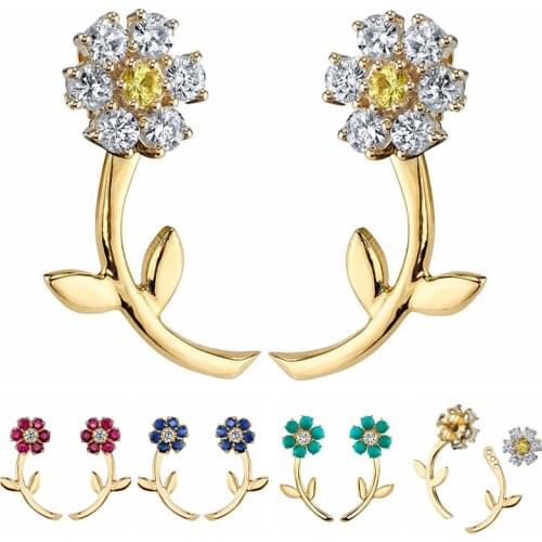 925 sterling silver needle Daisy Adjustable Sun Flower Earrings Stud for Women Girls Gift Hot Fashion Sterling-silver-jewelry A3