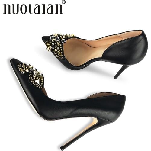 2018 Brand Fashion Women Shoes Sexy Stilettos Wedding Shoes 12cm River High Heels Party Pointed Toe Women Pumps