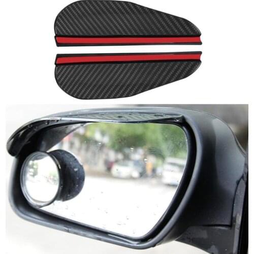 1pair Carbon Fiber Look Car Side Rear View Mirror Rain Eyebrow Visor Sun Shade Snow Guard Weather Shield Cover Auto Accessories