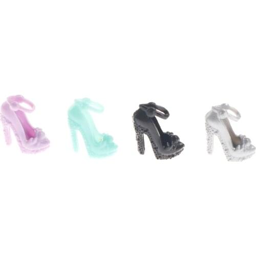 10Pairs Fashion Colorful Sandals Copy Crystal High Heels Shoes For Doll Accessories Clothes Dress Prop