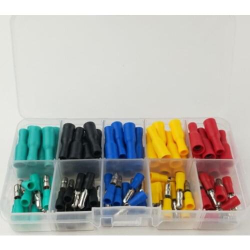 100pcs/box Butt joint terminal wire connector 5 color bullet head set 1-156 male female pair joint
