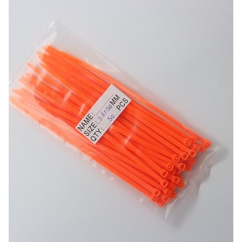 3.6x150 Self-Locking Plastic Nylon Wire Cable Zip Ties 50pcs orange Cable Ties Fasten Loop Cable Various specifications