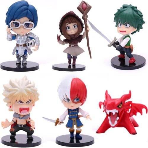 6PCS My Hero Academia Figure Katsuki Smack Midoriya Izuku Bakugou Shoto Todoroki Shoto Figure Cartoon Dolls Gift for Kids