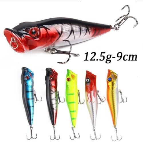 9cm-12.5g Popper Fishing Lures Bass Wobbler Bait Hard Artificial Plastic Fish Lures Topwater Fishing Tackle