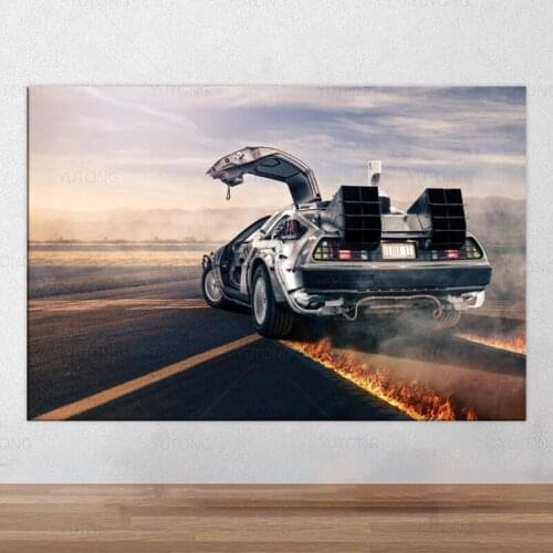 Back To The Future The Car Delorean Cool Car Classic Movie Art Poster Print Wall Art for Living Room Home Decor Frame