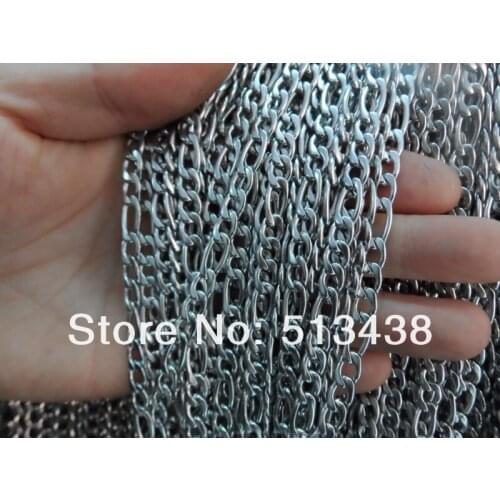 Free ship!50 meters bright finished Stainless Steel 5mm flat link chain.jewelry finding DIY necklace bracelet in Bulk