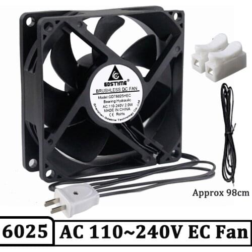 Gdstime EC Cooling Fan 60mm AC 110V 115V 120V 220V 240V 60X60X25mm Axial Computer Case Cooling Fans
