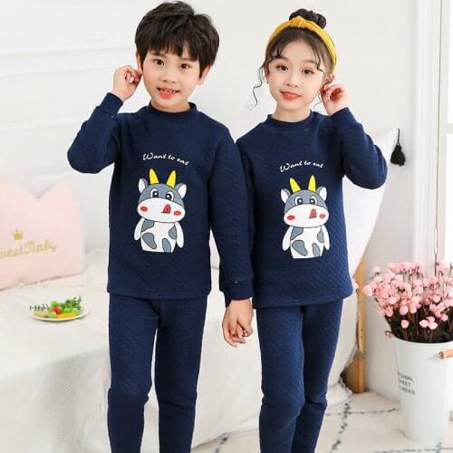 Childrens Pajamas Boys Girls Sleepwear Winter Cotton Pyjamas Suit Kids Cartoon Animal Nightwear Home Wear Teens Pijamas Clothes