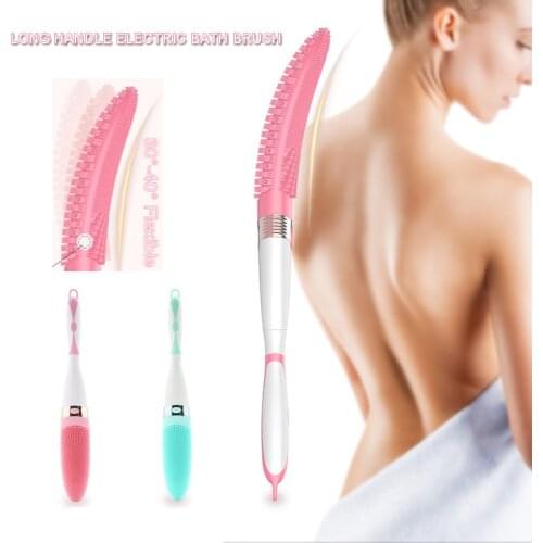Electric Silicone Bath Brush Long Handle Waterproof Body Cleansing Vibration Brush Home Shower Clean Spa System Health Care