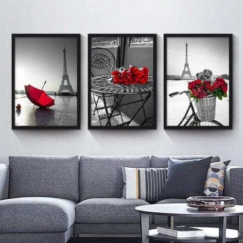 HAOCHU Rose tower black and white living room decoration painting modern landscape bedroom murals bedroom sofa wall posters