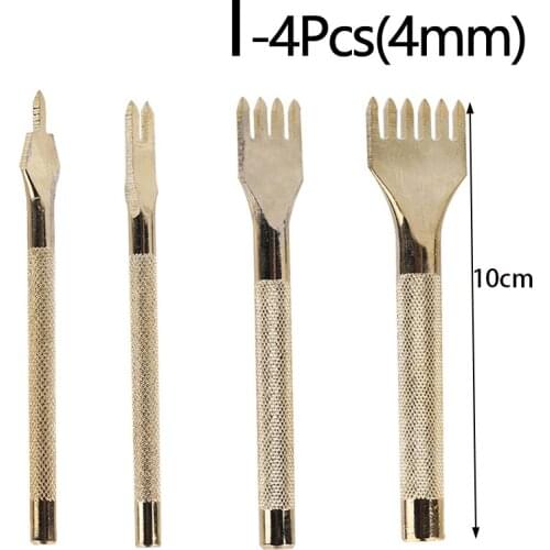 4Pcs/Set Leather Craft Tool Gold Color Stainless Steel Hole Chisel Graving Stitching Punch Set DIY Handmade Art Craft Accessorie