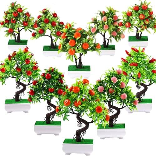 Artificial Plants Bonsai Mandarin Orange Fruit Tree Potted for Home Wedding Room Decoration Flower Hotel Party Decor Fake Potted