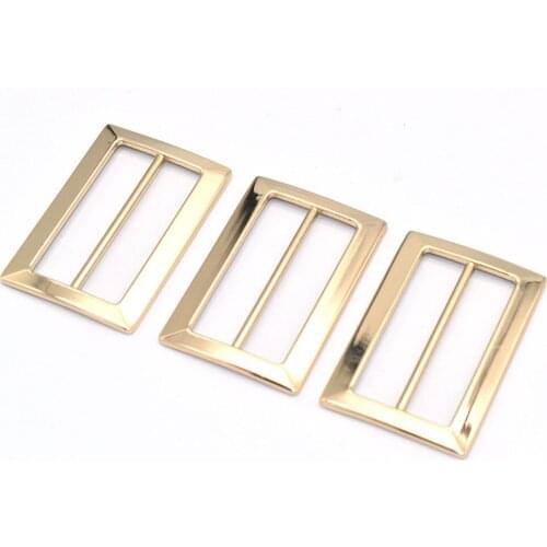 Gold Metal Belt Buckle Double Bar Buckle 38mm Adjuster Buckle Rectangle Purse Buckles for straps Replacement Handbag webbing