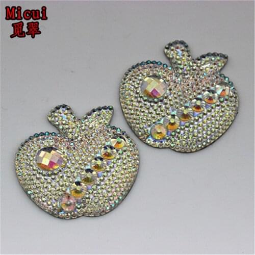 Micui10pcs 42*43mm AB Clear apple Resin Rhinestone Flatback Rhinestones Gems Stone for crafts clothing dress decoration ZZ499