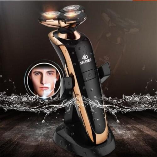 Washable Electric Men 3D Beard Shaver Floating Rotary Shaving Razor Face Mustache Trimmer Foil Blade Clipper Man Groomer Cutting