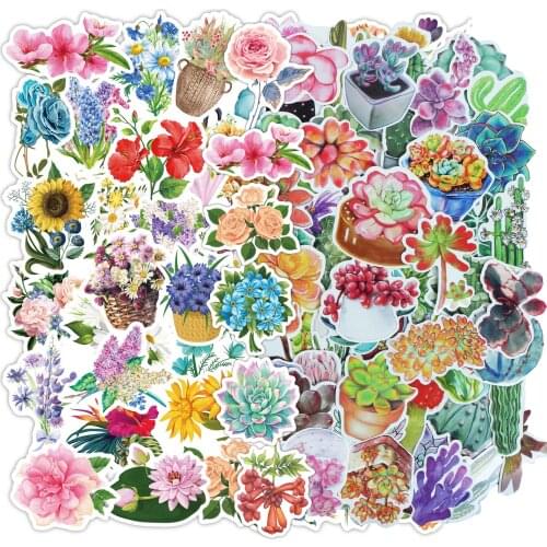Flowers Stickers Spring Colorful Flower Plant DIY Sticker for Childrens Toy On Car Laptop Skateboard Car Water Bottle Luggage