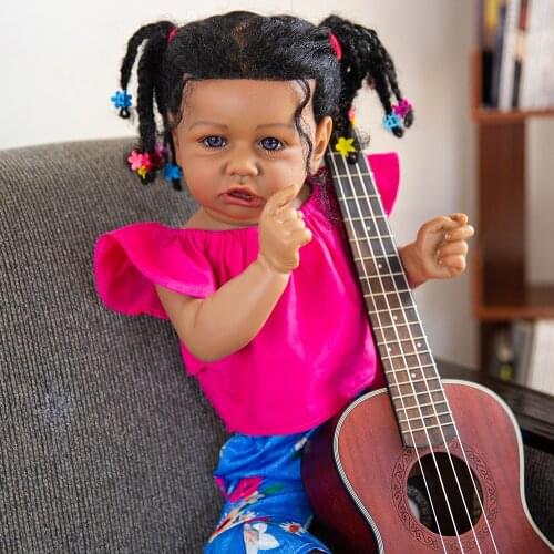 Hoomai New Fashion 23" Black Skin Realistic Reborn Baby Dolls Soft Body for Kids Christmas Gift Best Playmates