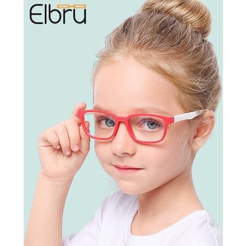 Elbru 2021 Baby Fashion Anti Blue Light Glasses Frame Children Silicone Computer Goggles Kids Clear Plain Glasses For Boys&Girls