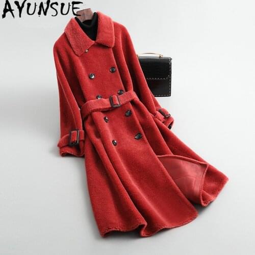 AYUNSUE Winter Coat Women Real Fur Coat Female Sheep Shearling Jacket 100% Wool Coat Women Clothes 2020 Korean Outwear MY4403