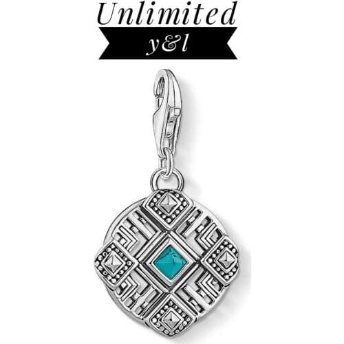 Africa Style Charms for DIY Jewelry Making 925 Sterling Silver Blue Stone Good Luck Jewelry Accessories Fit Bracelets Necklaces