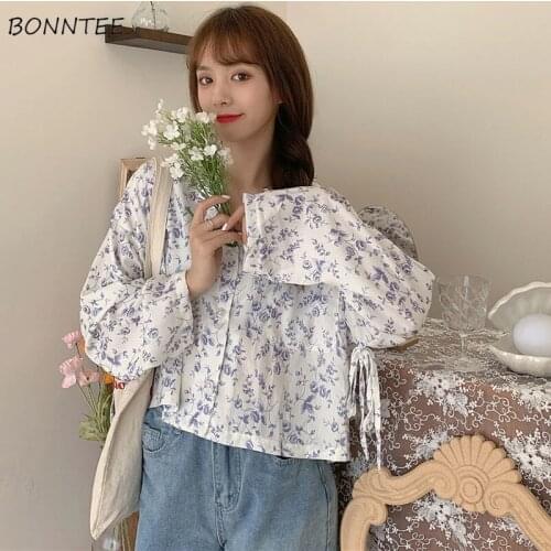 Casual Shirts Women Blusas Kawaii Summer Hipster Breathable All-match Fashion Ulzzang Korean Simple Cute Pockets Floral Clothing