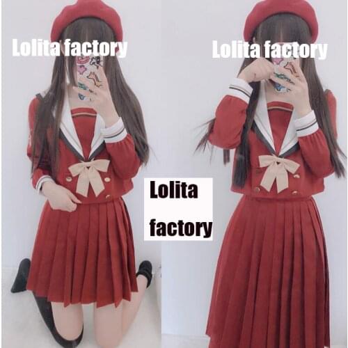 Academic Style School Uniforms Girls JK Uniform hats red Suit Student High School Japanese Preppy Sailor Suit jkx118