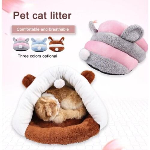 Cute Slipper Shape Pet Kennel Cat Bed Rabbit Ears Cave House Mat with Toy Ball