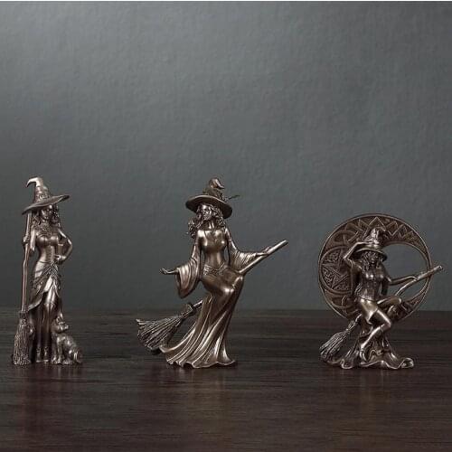 Nordic Rtro Modern Minimalist Personality Witch Statue Craft Hoom Accessories Desk Kids Room Decor Fairy Garden Sculpture