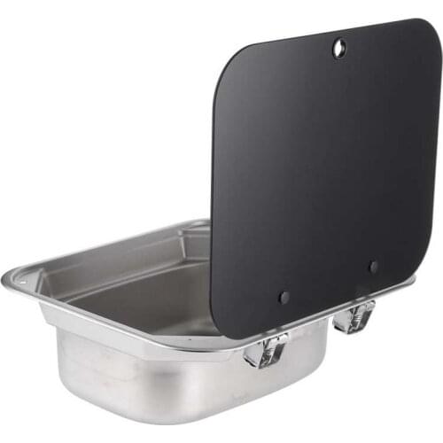 Rv styling RV Parts Stainless Steel Sink Foldable Kitchen Single Basin with Tempered Glass Lid for RV Caravan rv