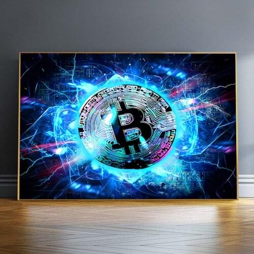 Modern Art Abstract Bitcoin Prints Canvas Painting Wall Art Posters and Pictures for Home Living Room Decor No Frame
