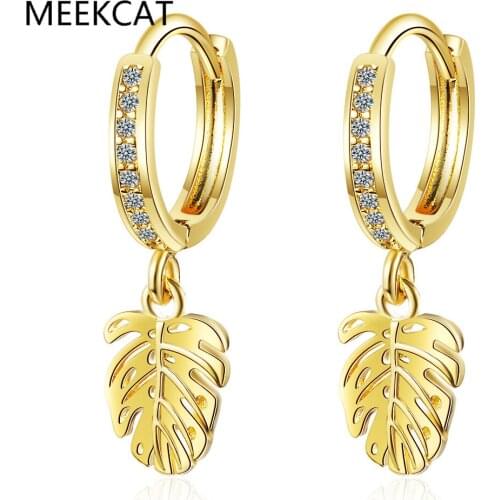 MEEKCAT Hot Fashion INS Feather Small Hoop Earrings for Women Minimalism Genuine 925 Sterling Silver Birthday Party Jewelry Gift