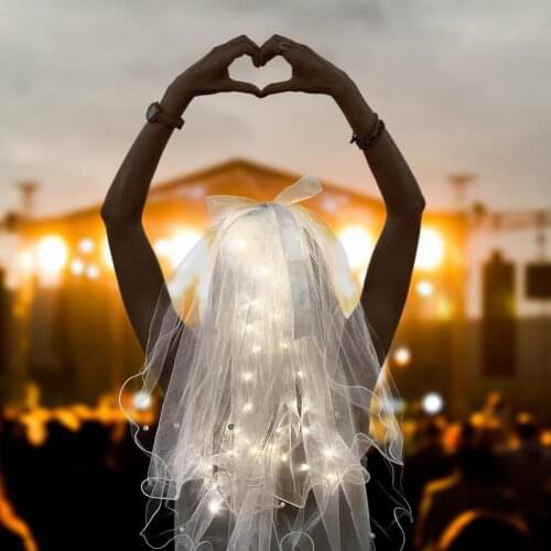 Crystal Beaded Pearl Tulle Mariage Wedding Party Ribbon Edge Pearl White Bridal With Light Bride Accessories Decoration