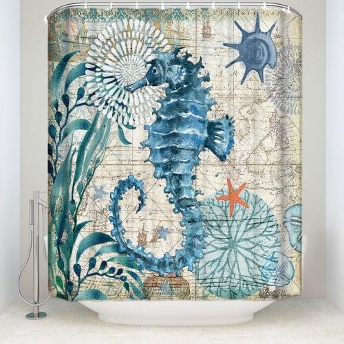 Fabric Shower Curtain Sea Turtle Home Decor Bathroom Accessories Waterproof Polyester Whale Octopus Seahorse Bath Curtains