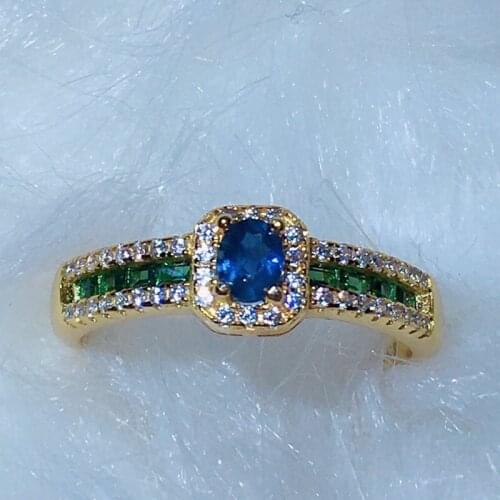 UBESTNICE Luxury 925 Sterling Silver Fine Jewelry Party Gift Natural Gemstone Sri Lanka Sapphire 3x5mm Resizable Rings For Women