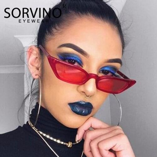 Small Rectangular Sunglasses Women Black Red Cat Eye 2021 Brand Design Vintage Bright Narrow Frame Fashion Light Sun Glasses